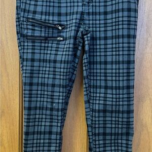 HT Denim Modern Stylish Hi Rise Grey Blue Plaid Super Skinny Ankle Pants size11
